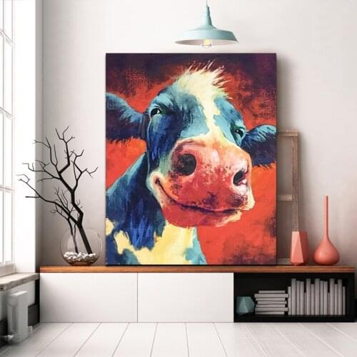 DIY colorings pictures by numbers with cow picture drawing Relief painting by numbers framed Home