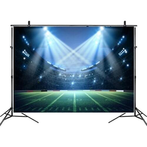 Blue Lights and Football Field at Night Backdrop Photography Background Baby Shower Celebration Photo Booth Studio Decor