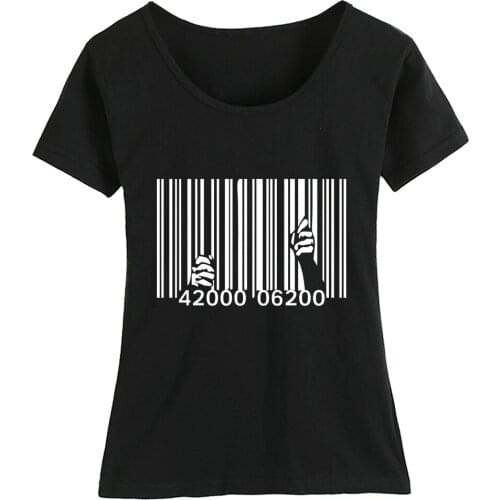 Prison Break Anarchy Break Bar Code Jail Consumerism Revolution Cotton Girl Woman Short Sleeve T Shirt Summer ZIIART