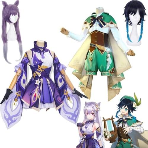 Game Genshin Impact Keqing Cosplay Costumes Womens Dress Accessories Full Sets VENTI Role Play Costume Halloween Carnival Party