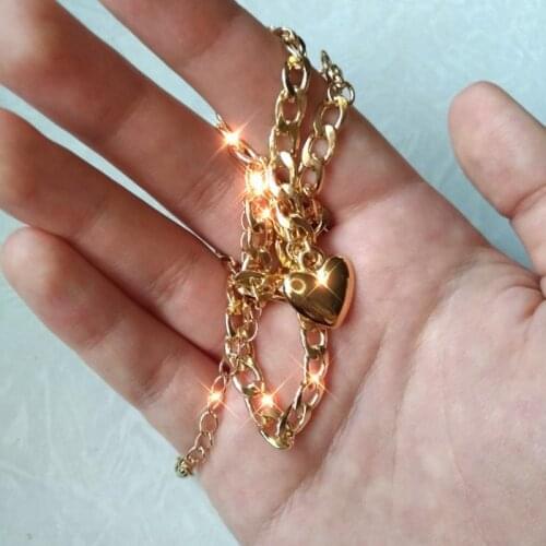 Miami Cuban Choker Necklace for Women Gold Color Thicken Twisted Chain Pearl Heart Pedant Necklace Vinatge Neck Collar Jewelry