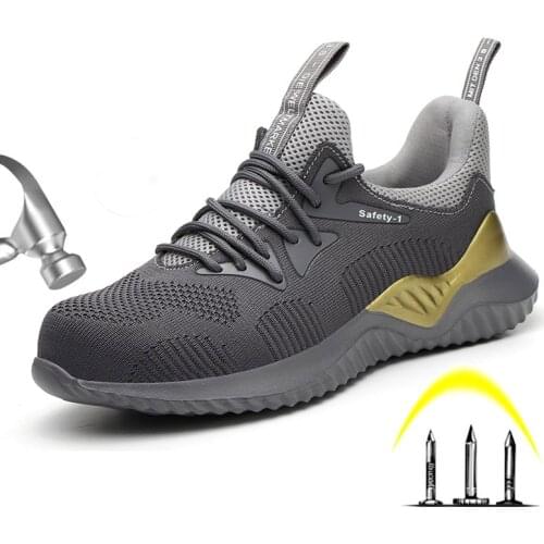 Mens steel head protection anti-smashing work shoes mens anti-puncture indestructible safety shoes light sports shoes