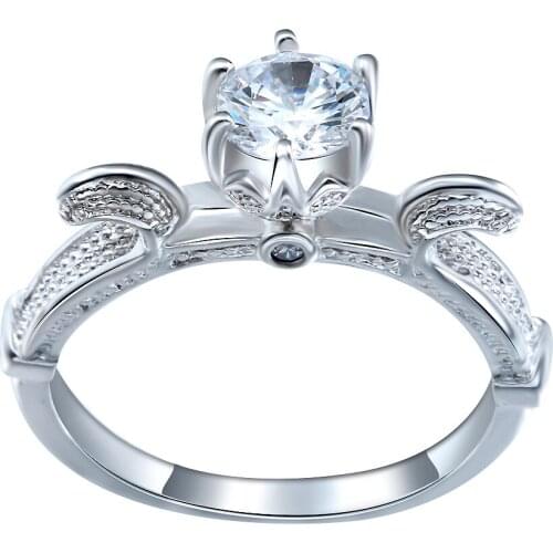 Hainon 2019 New Flowers Ring Silver Color Cubic Zirconia Jewelry Ring For Women Fashion Womens Accessories Jewelry Gifts