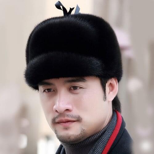 Aorice man real mink fur hat cap 2020 new winter snow unisex natural mink fur beret hats caps HF002