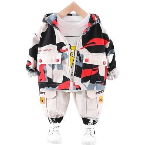 Fashion Spring Autumn Baby Boys Clothes Children Girls Hooded Jacket T-Shirt Pants 3Pcs/Sets Toddler Casual Costume Kids Outfits
