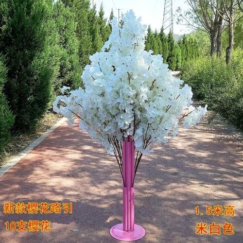 New Arrival Cherry Blossoms Tree Road Leads Wedding Runner Aisle Column Shopping Malls Opened Door Decoration Stands