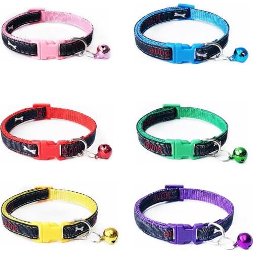 Hot Pet Collar Pets With Bells Cute Cowboy Boneprints Adjustable Necklace Nylon Polyester Puppy Cat Supplies