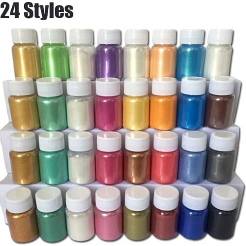 24 Style DIY Handmade Pearlescent Mica Powder Epoxy Resin Dye Pearl Pigment Resin Glue Pigment Material Crystal Mold Soap Making