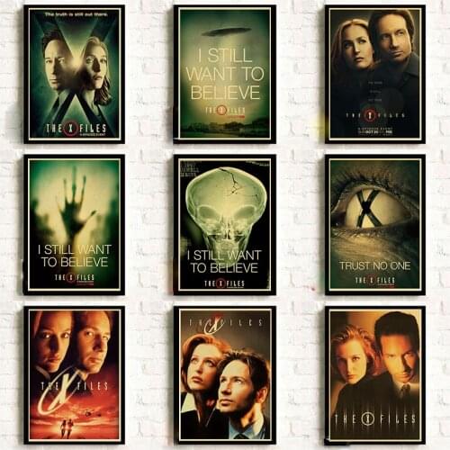 The X-Files Posters Alien UFO TV Series Retro Kraft Paper Posters Wall Decorative Picture For Room Wall stickers