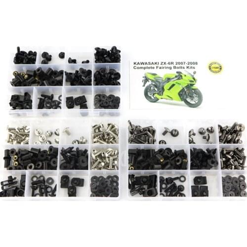Fit Fit For Kawasaki ZX-6R ZX-6RR 2007-2008 Motorcycle Complete Fairing Bolts Kits Screws Nuts Fastener Clips Steel