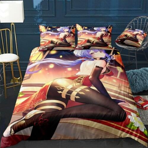 Genshin Impact Ganyu Duvet Cover Comfortable Quilt Home Decora Design Universal Bedding Set Bedclothes+Pillowcase 3pcs