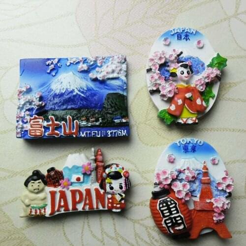 QIQIPP Japan Tourism Commemorative Fridge Magnet Set Japan Sumo Fuji Cherry Blossom Stereo Embossed Magnetic Sticker