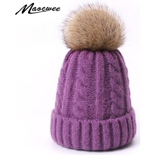Girl Women Beanie Hats PomPon Hat Fake ball Adult Children Autumn Winter Warm Knit Caps Solid Color Skullies Teenage Ladies Cap