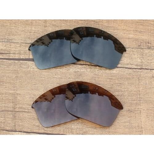 Vonxyz 2 Pairs Stealth Black & Bronze Brown Polarized Replacement Lenses for-Oakley Bottle Rocket Frame