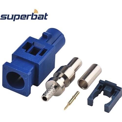 Superbat Fakra C Blue/5005 Male Plug Crimp for RG316 RG174 LMR100 Cable for GPS Telematics or Navigation Long Version