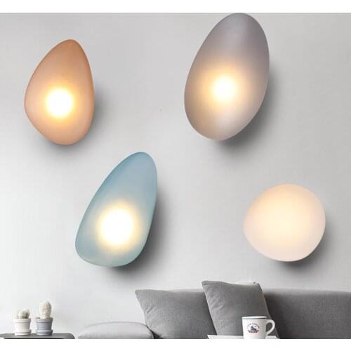 Nordic LED Wall Lamps Living Room Designer Lamp Modern Glass Pebble Wall Light Bedroom Decoration Lighting Stair Light
