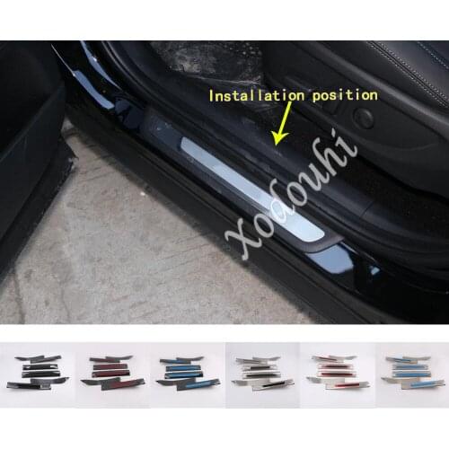 Car Inner Inside Threshold Bumper Trim Stainless Steel Scuff Sill Trunk Plate Pedal 4pcs For Hyundai Santa Fe SantaFe 2019 2020