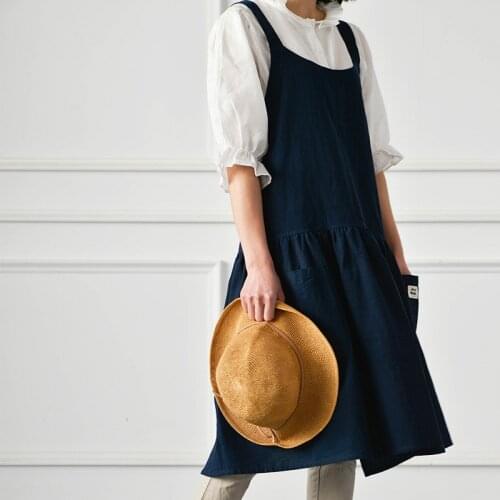 Japan Skirt Style Women Aprons Florist Pet Nail Shop Work Cleaning Household Apron Kitchen BBQ Chef Men Overalls Bib With Pocket