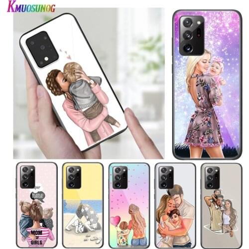 Bright Black Cover Mom Dad Baby Family for Samsung S20 Ultra Plus A91 A81 A71 A51 A41 A31 A21 A21S A11 5G Phone Case
