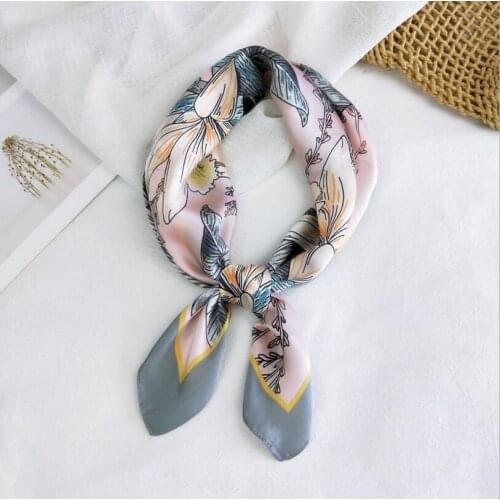 70x70cm Women Multifunction Polyester Silk Scarf Colorful Letters Print Casual Satin Small Square Wraps Scarves Shawl 2021 New