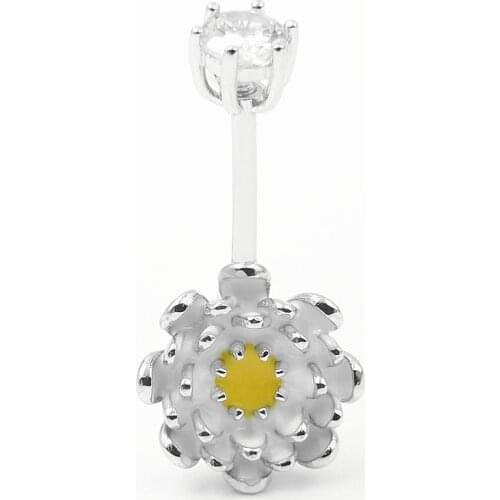 925 sterling silver Belly Button Rings for Women Girls flower Shape Navel Barbell Rings Body Piercing Jewelry