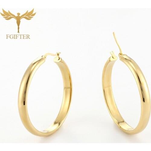 Golden Wide Round Hoop-Earrings For Women 2021 Stainless Steel Ear Accessories Exaggerated Rock Geometric Earring Party Jewelry
