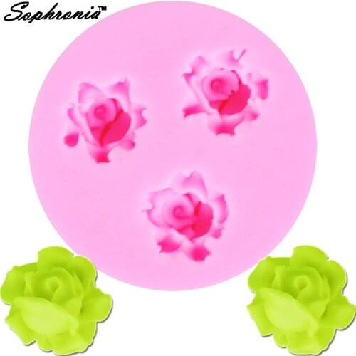 10pcs/set M122 Mini Rose Silicone Fondant Mold Cake Decorating Chocolate Candy Sugarcraft Cake Mould Polymer Clay Tools
