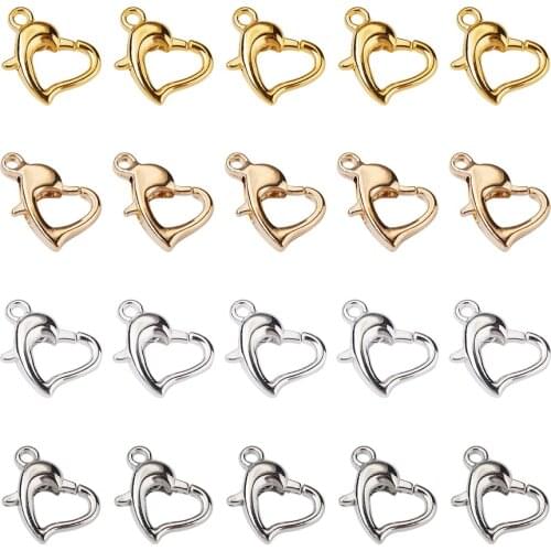 100Pcs 4 Colors Alloy Lobster Clasps Hooks Heart Keychain Clasps Bracelet Chain Accessory for Jewelry DIY Making Components