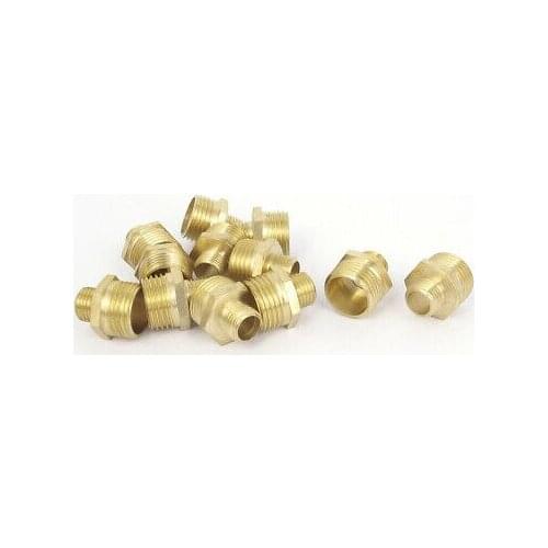 12pcs PT1/4" to PT1/2" Male Thread Hex Reducing Nipple Connector Brass Fittings