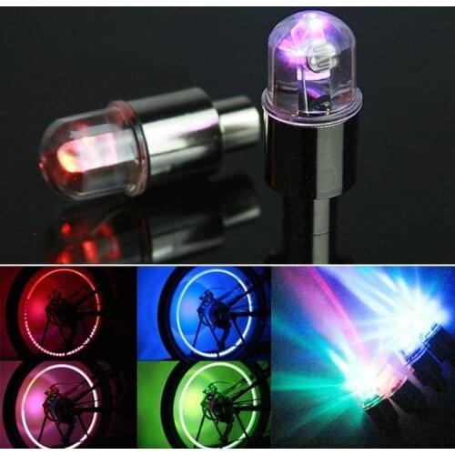 2pcs Bicycle Lights Motorcycle Car Tyre Tire Aluminum Air Valve Stem Cap Wheel Decoration Lamp Colorful Led Flashing Light