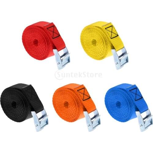 2 Pieces Kayak Metal Cam Buckle Tie Down Straps Roof Racks Trailers Cargo Load Lashing Straps Luggage Bag Belt 25mmx2.5m