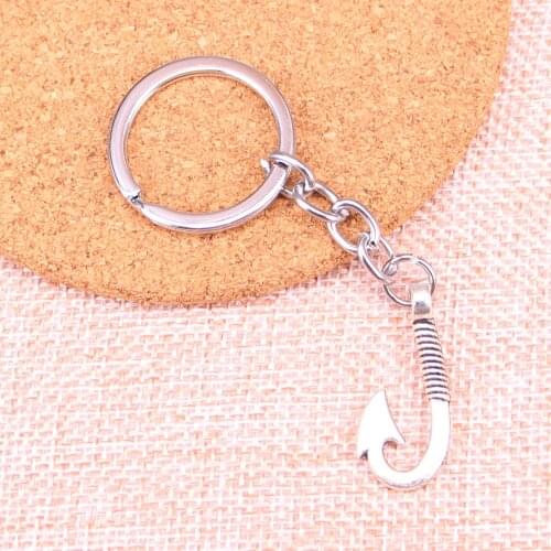 20pcs 30*13mm fishhook hooks Pendants DIY Men Car Key Chain Ring Holder Keyring Souvenir Jewelry Gift