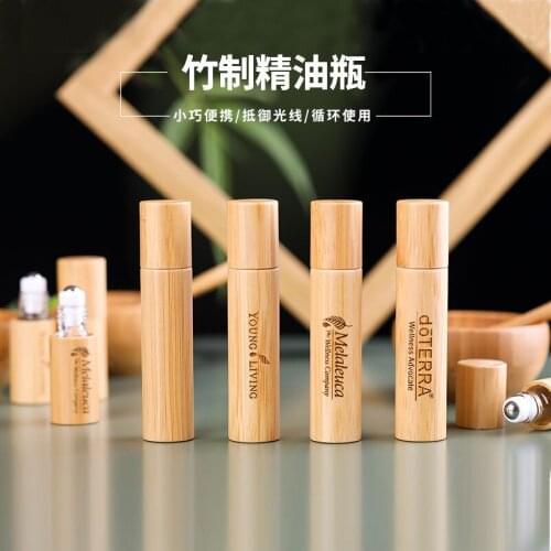 5ml 10ml 15ml Steel Ball Lip Gloss Bamboo Bottle Essential Oil Bottle Empty Refillable With Steel Roll On Ball Olive Tubes