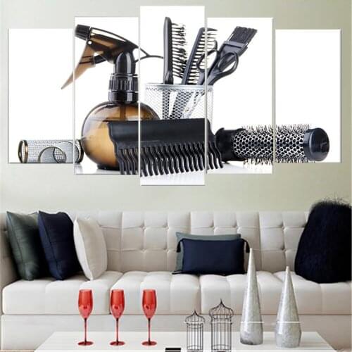 5 Pieces Wall Art Canvas Painting Haircut Symbol Design Poster For Living Room Modern Home Framework Pictures Decoration