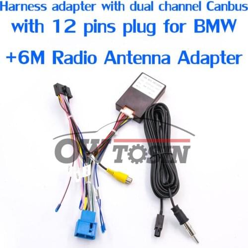 Short Harness adapter dual channel Canbus with 12 pins plug for BMW 6M Radio Antenna Adapter