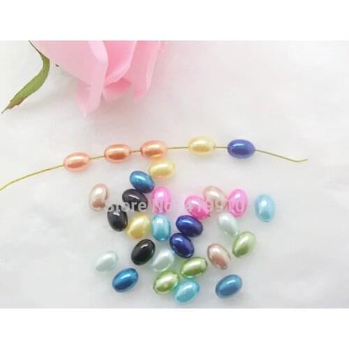 Free shipping-300PCs Random Mixed Pearl Imitation Acrylic Oval Shape Beads 10x7.5mm D2634