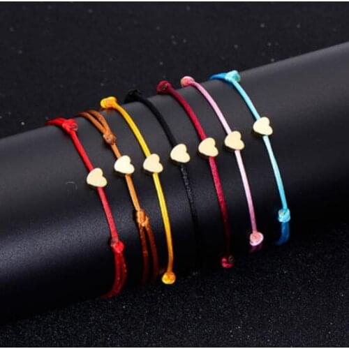 Gold Heart Bracelet Silver Handmade Love Bracelets&Bangle Jewelry Multicolor Adjustable Lucky String Bracelet For Women Children