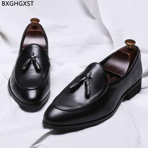 Brand Mens Loafers Leather Man Shoes High Quality Party Shoes for Men 2021 Black Dress Shoes Mens Fashion Chaussure Homme Sapato