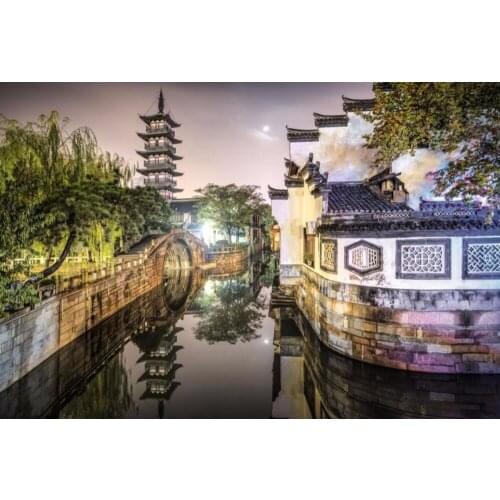 Ancient Town Scenery The wooden puzzle 1000 pieces ersion jigsaw puzzle white card adult childrens educational toys