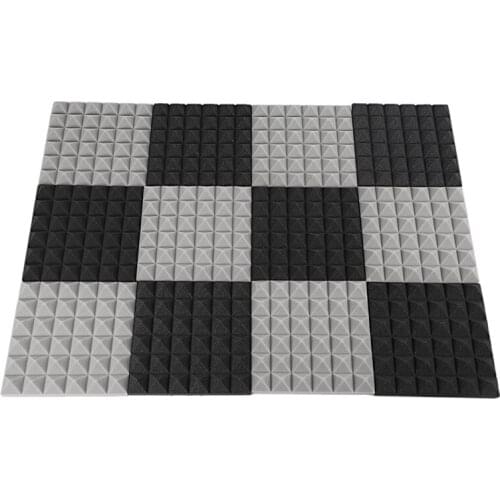 Charcoal Acoustic Foam Tiles Soundproofing Foam Panels Studio Sound Padding 2 x 10 x 10 Inch(Black+Grey)