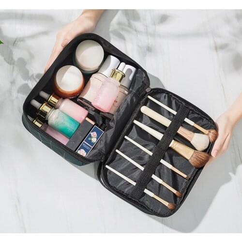 Double Transparent Cosmetic Bag Large-capacity Rhombic Pattern Toiletry Bag Travel Care Product Females Storage MakeUp Cases
