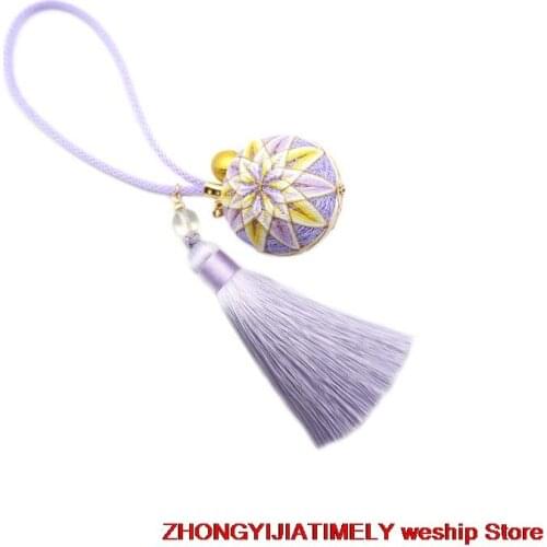 Violet Temari hand ball/Temari ball Material package(make by yourself) DIY Key buckle Pendant gift