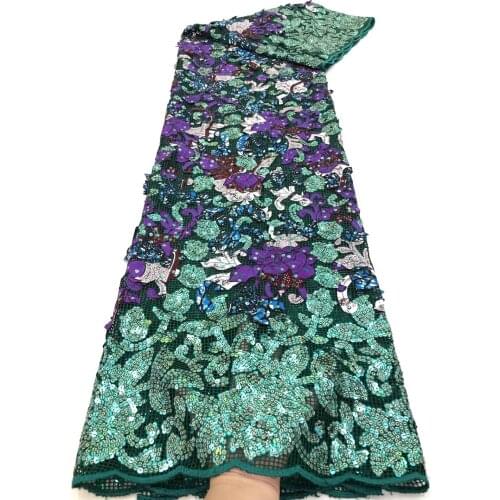 French mesh lace fabric with sequins, African mesh lace, beaded Nigerian tulle lace, used for wedding sewing FJ4370