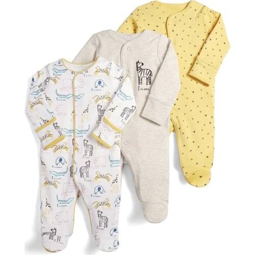 3Pcs/Set 100% Cotton Baby Rompers Newborn Long Sleeve Clothes Set Infant Jumpsuit Baby Underwear Sleepsuit Clothing