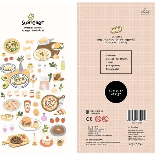 Korea Sonia Scrapbooking High Quality Paper Sticker Food Trip Stationery DIY Decoration Home Supplies Suatelier Stickers