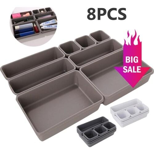 8PCs Home Drawer Organizer Box Storage Trays Box Office Storage Kitchen Bathroom Cupboard Jewelry Makeup Desk Organization