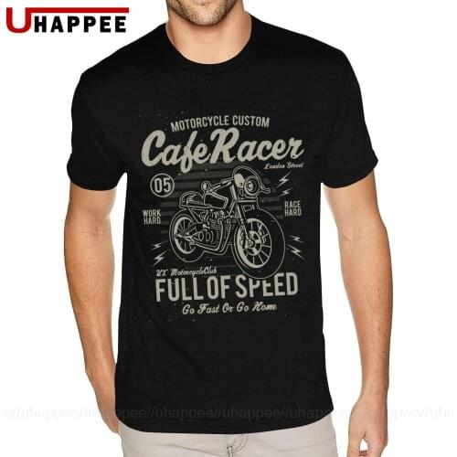 Cool Cafe Racer Motorcycle Tees Shirt Mens Custom Printed Short Sleeved Red Crew Neck Tees Shirts