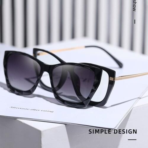 Square 2 in 1 Polarized Sunglasses Women 2021 Trend Magnet Double Lens Anti Blue Glasses Black Pink Drive Sun glasses Female