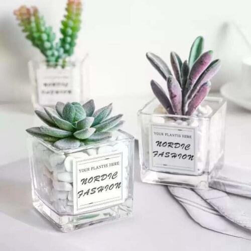 Simulation Of Green Plants Small Potted Office Table Decoration Mini Cactus Succulent Fake Flower Living Room Ornaments