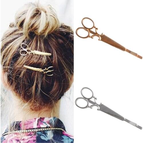 Fashion Women Chic Scissors Shape HairClip Gold/Silver Hair Pin Accessory